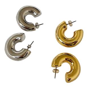 Wearring 日韩进口圈圈耳钉女 网红高级简约耳环女镀金欧美冷淡风