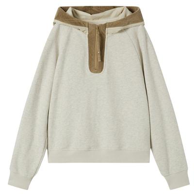 谜底连帽卫衣长袖2025冬新品纯棉亲肤插肩袖撞色拉链女254MV1647