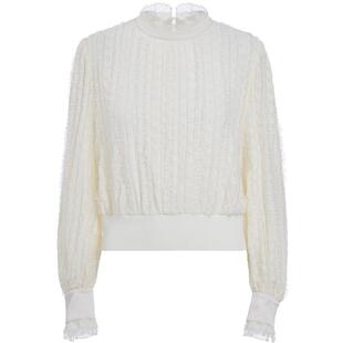 【FIVE PLUS 奥莱】衬衫女气质蕾丝法式小上衣花边立领衬衣女春夏