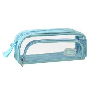 智美双层透明笔袋大容量初中生高中女孩文具盒小学生铅笔袋考试专用文具袋高颜值日系透明铅笔盒单层男孩简约