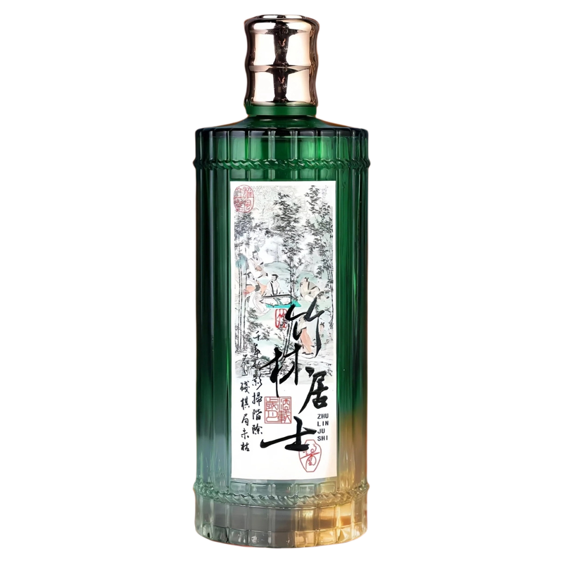 竹林居士翻盖玻璃瓶白酒盒定制