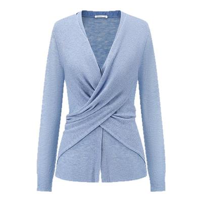 【deepmoss】2025秋冬季女时尚气质可调节交叠针织衫上衣