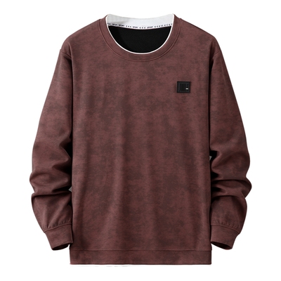 大码胖子加绒假两件加绒卫衣宽松