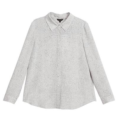 【刘涛同款】YINER音儿冬季弹力重绉桑蚕丝翻领衬衫