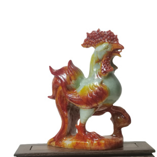 天然岫玉公鸡狗马猴牛虎摆件十二生肖书房客厅办公室店铺招财精致