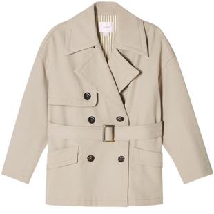 SALT.P可颜2024春收腰肌理美拉德一手长直身风衣外套