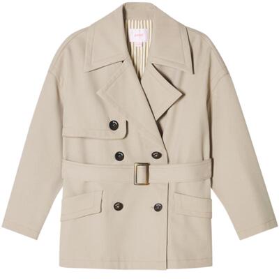 SALT.P可颜春收腰肌理美拉德一手长直身风衣外套