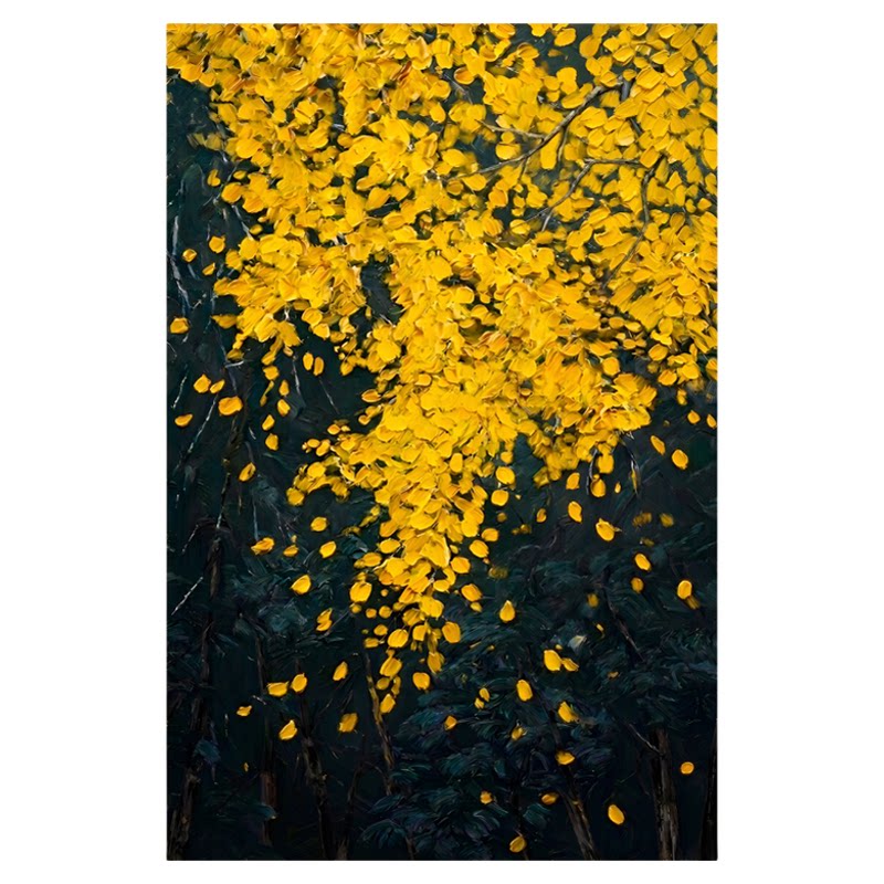发财树纯手绘油画客厅装饰画竖版