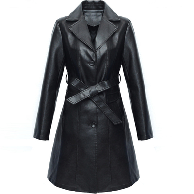 娜朵伊莲修身通勤中长款系带