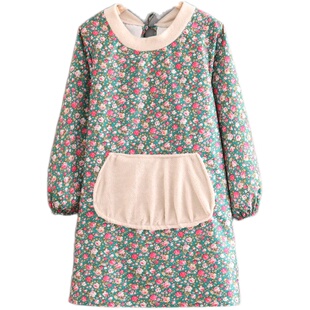 大人女韩版防水厨房做饭罩衣家用防油上班耐磨长袖餐饮工作服短款