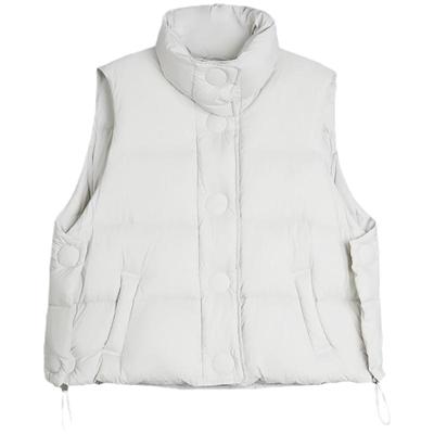 【自营】ELLE90白鸭绒短款无袖羽绒服女2024冬季新款保暖马甲立领