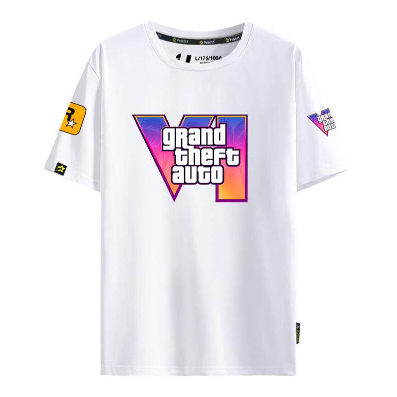 GTA6游戏周边衣服R星侠盗猎车手短袖T恤衫男女纯棉半袖体恤可定制