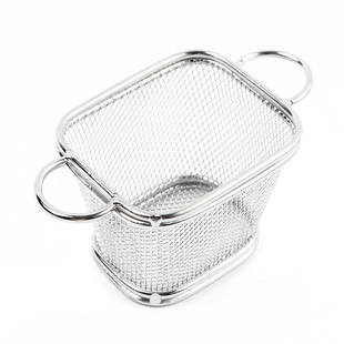 不锈钢304餐具网红奶茶店用炸鸡小吃篮创意手柄方形薯条炸篮家用