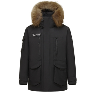 坦博尔冬季奥莱正品户外运动防寒蓄热工装男士大毛领羽绒服外套