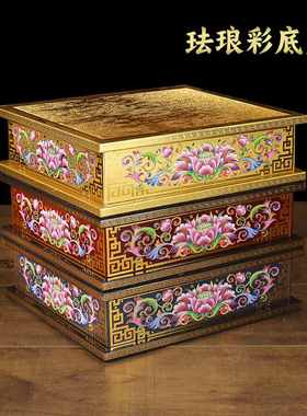 珐琅彩佛像底座 神像加高莲花座观音菩萨垫高供奉台供座台财神爷