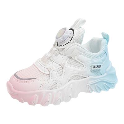 旋纽扣女运动鞋网面小白鞋老爹鞋