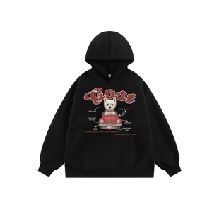GOST潮牌车载狗狗连帽卫衣外套休闲宽松情侣款帽衫