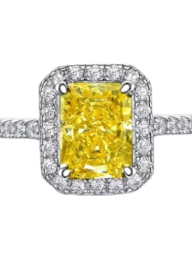 TUZI培育钻925银4ct长方钻戒