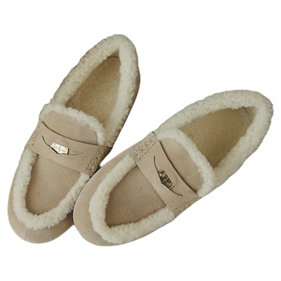 苹果的生活家羊毛金币装饰乐福鞋