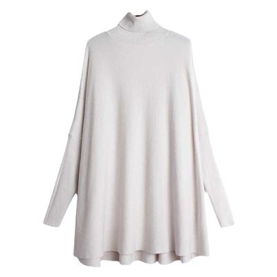 棉高领套头纯色针织衫