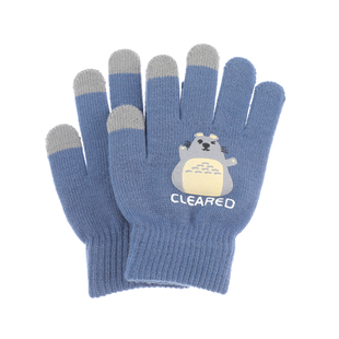 儿童手套秋冬季保暖男女童五指加绒可爱卡通骑行学生毛线针织分指