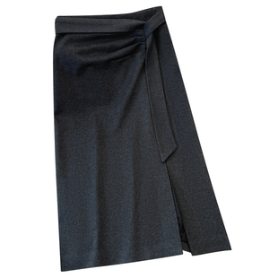 西装高腰a字半身裙前面开叉女2025秋冬季新款包臀裙子设计感小众