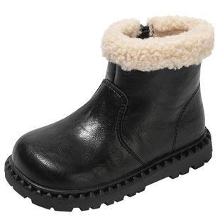 红蜻蜓女童鞋子儿童雪地靴大棉鞋马丁短靴冬加绒皮靴2026新款毛毛