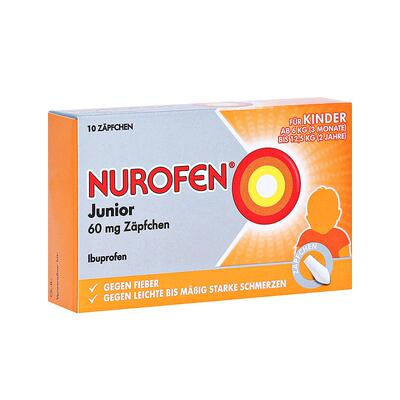 欧洲直邮Nurofen布洛芬止痛退烧栓儿童感冒退热10粒效期27年4月