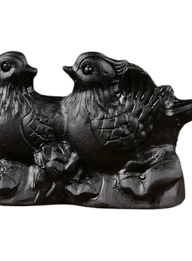 正品配证天然黑曜石鸳鸯摆件一对