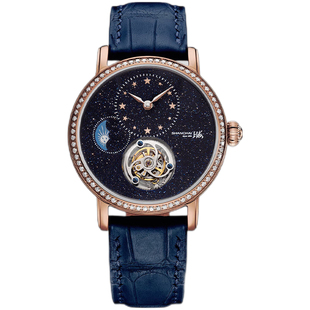 上海手表女陀飞轮日月星辰满天星手动机械表官方正品镶钻镂空防水