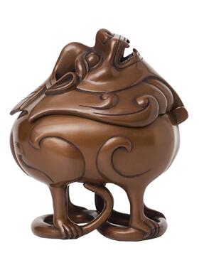 朝天吼香炉紫铜瑞兽犼书房办公桌