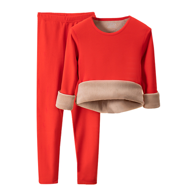 大红色保暖内衣本命年加绒加厚套装男士打底衣女士内穿秋衣秋裤