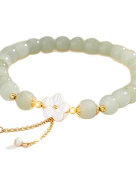 天然正品桃花和田玉手链女款轻奢