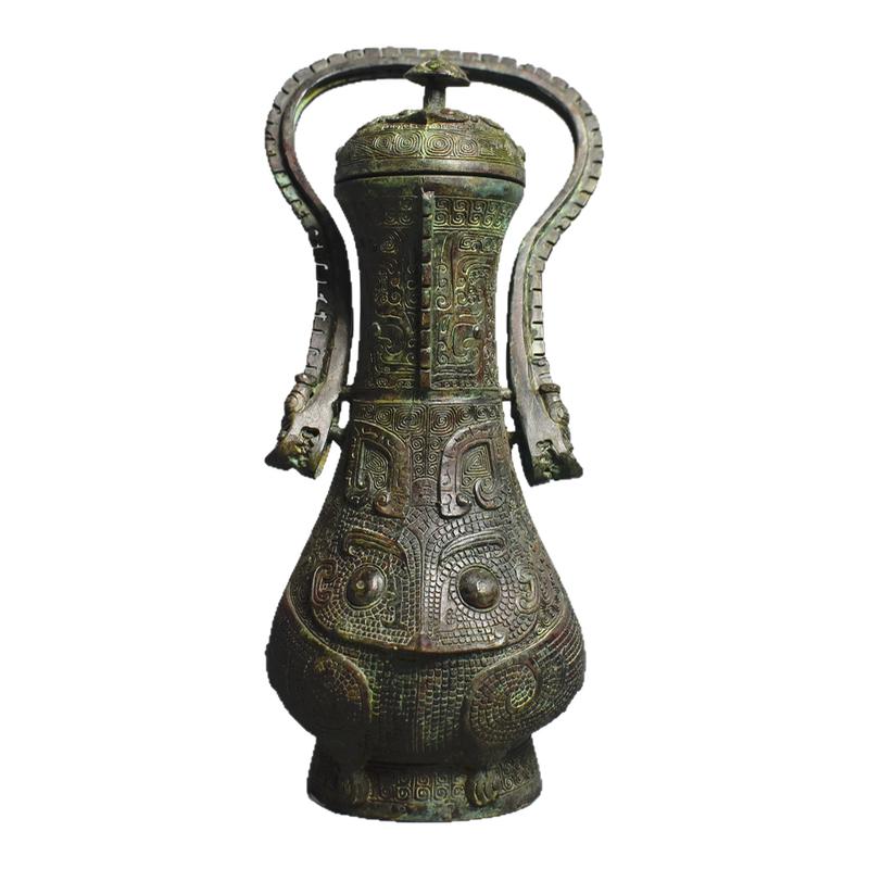 仿古青铜器兽面提梁卣铜壶商册告卣古代盛酒器酒具摆件影视道具