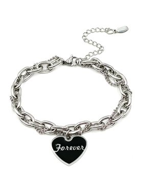 crivla黑色爱心字母新女桃心手链