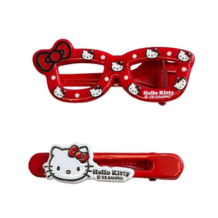 正版Hello kitty红蓝眼镜金属对夹个性饺子发夹女刘海夹碎发边夹