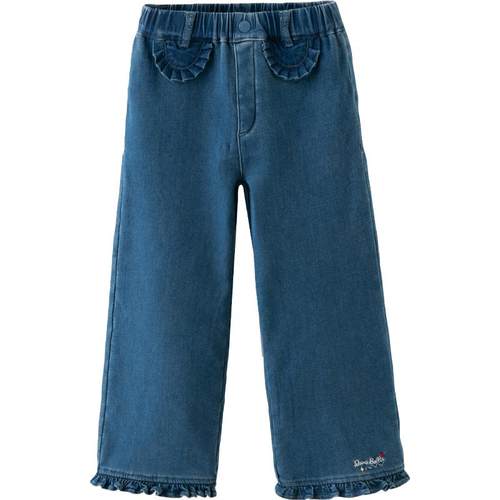 戴维贝拉女童牛仔裤儿童加绒裤子2025冬装装新款女孩阔腿长裤童装