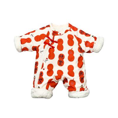 宝宝冬季拜年服婴儿连体衣外出冬装衣服加厚夹棉保暖棉服喜庆爬服