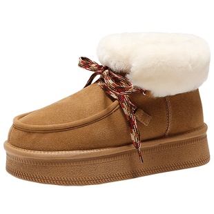 森达雪地靴女款冬季新款户外保暖毛绒短靴ZTE71DD4