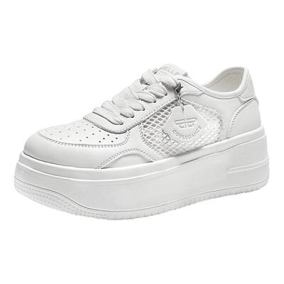 百丽透气网面小白鞋女鞋2026商场新款厚底增高休闲板鞋F4J1DBM6