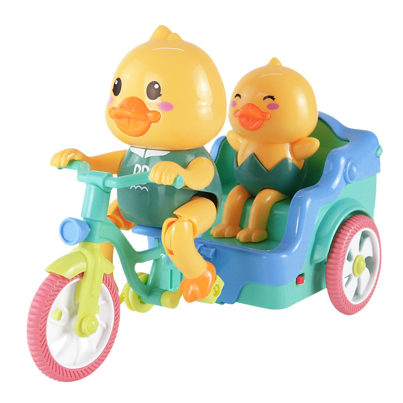 电动声光小鸭子三轮车玩具