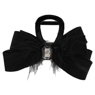 皇家莎莎新潮创意羽毛鲨鱼夹秋冬高级奢华蝴蝶结抓发夹头饰夹子