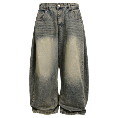 oversize美式复古堆积垂感牛仔裤