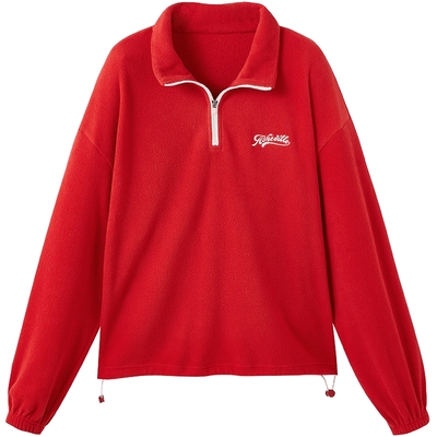 有兰红色立领半拉链卫衣