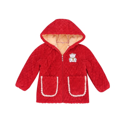 加绒加厚儿童罩衣秋冬季男女宝宝保暖防水防脏棉袄护衣可外穿外套