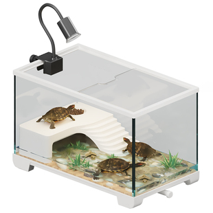 超白玻璃乌龟饲养缸小型家用客厅鱼缸生态爬台豪华别墅养龟专用箱