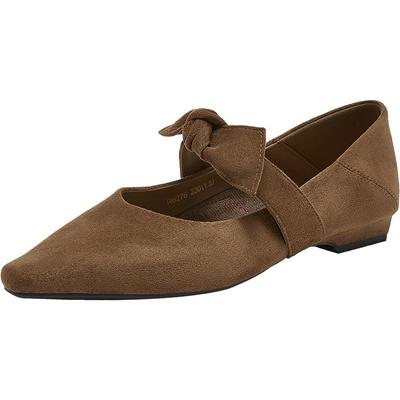 百思图春季新款尖头粗跟玛丽珍鞋