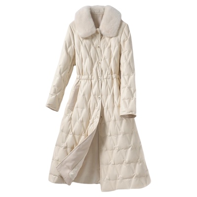 真皮羽绒服女中长款水貂毛领气质