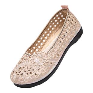 妈妈凉鞋女老北京布凉鞋2026新款夏季透气女款网面女鞋休闲布鞋夏