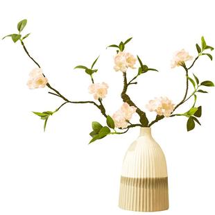 日系腊梅桃花仿真花束绢樱花树枝中式茶几假花插花瓶摆件家居装饰